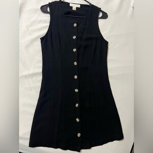 Monteau Black Sleeveless Button-Front Mini Dress